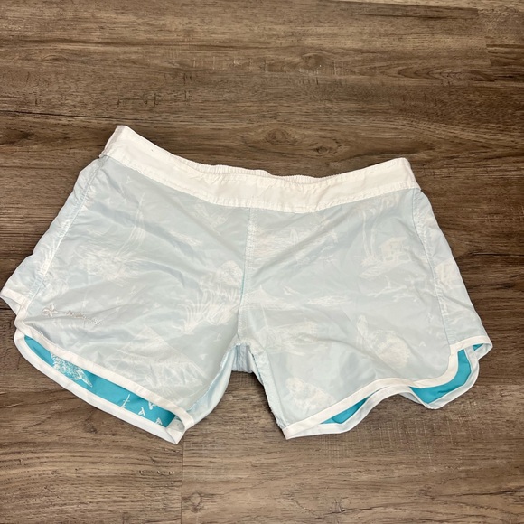 Raya Sun Turquoise and White Nautical Tropical Women Swim Shorts Size L - Picture 10 of 14